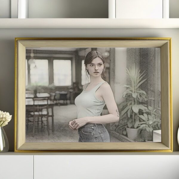 A4 horizontal gold&wood frame I Art & Personalized