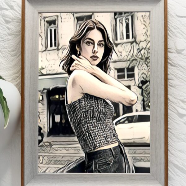A4 vertical wood&white-wood frame I Art & Personalized