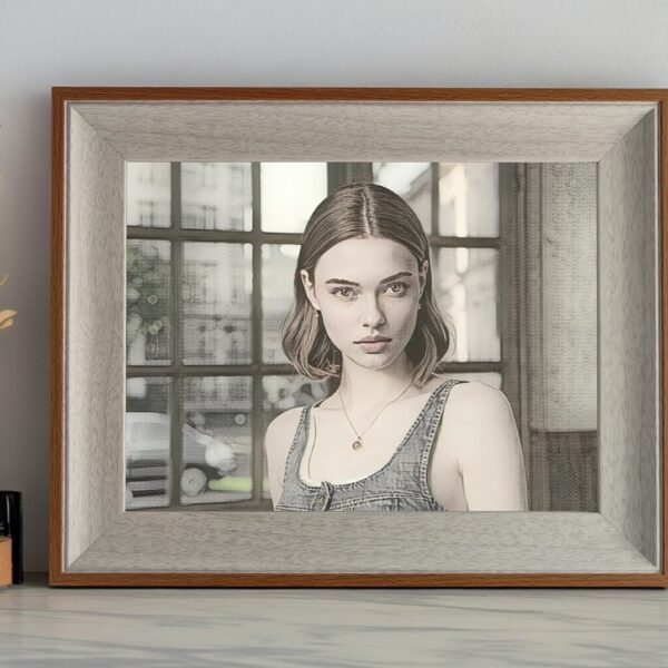 8inch-8x6 horizontal wood&white-wood frame I Art & Personalized