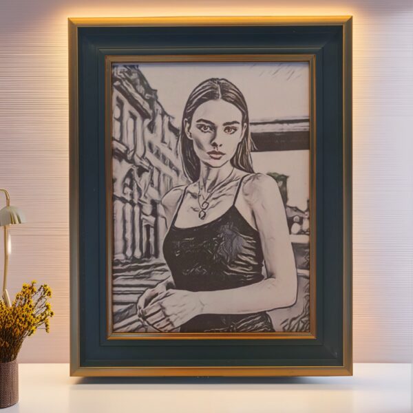 8inch Vertical DarkCyan&Gold frame I Art & Personalized