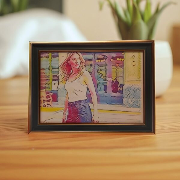 A4 horizontal DarkCyan&Gold frame I Art & Personalized