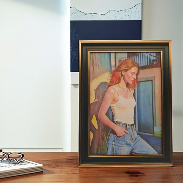 A4 Vertical DarkCyan&Gold frame I Art & Personalized